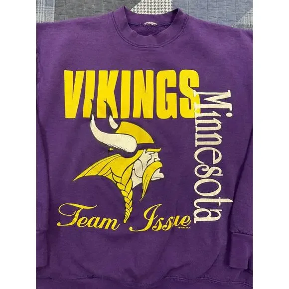 Vintage 1993 Team Issue Bold Aggressive‎ Minnesota Vikings Sweatshirt Mens XL